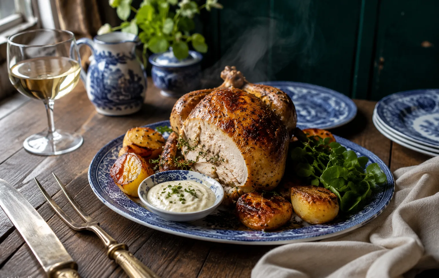 Roast Chicken with Bread Sauce